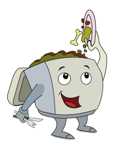 A fun mascot modelled on a food waste recycling caddy.