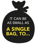Binbag icon with 'It can be as small as a single bag, to' 