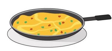 Omelette in a frying pan